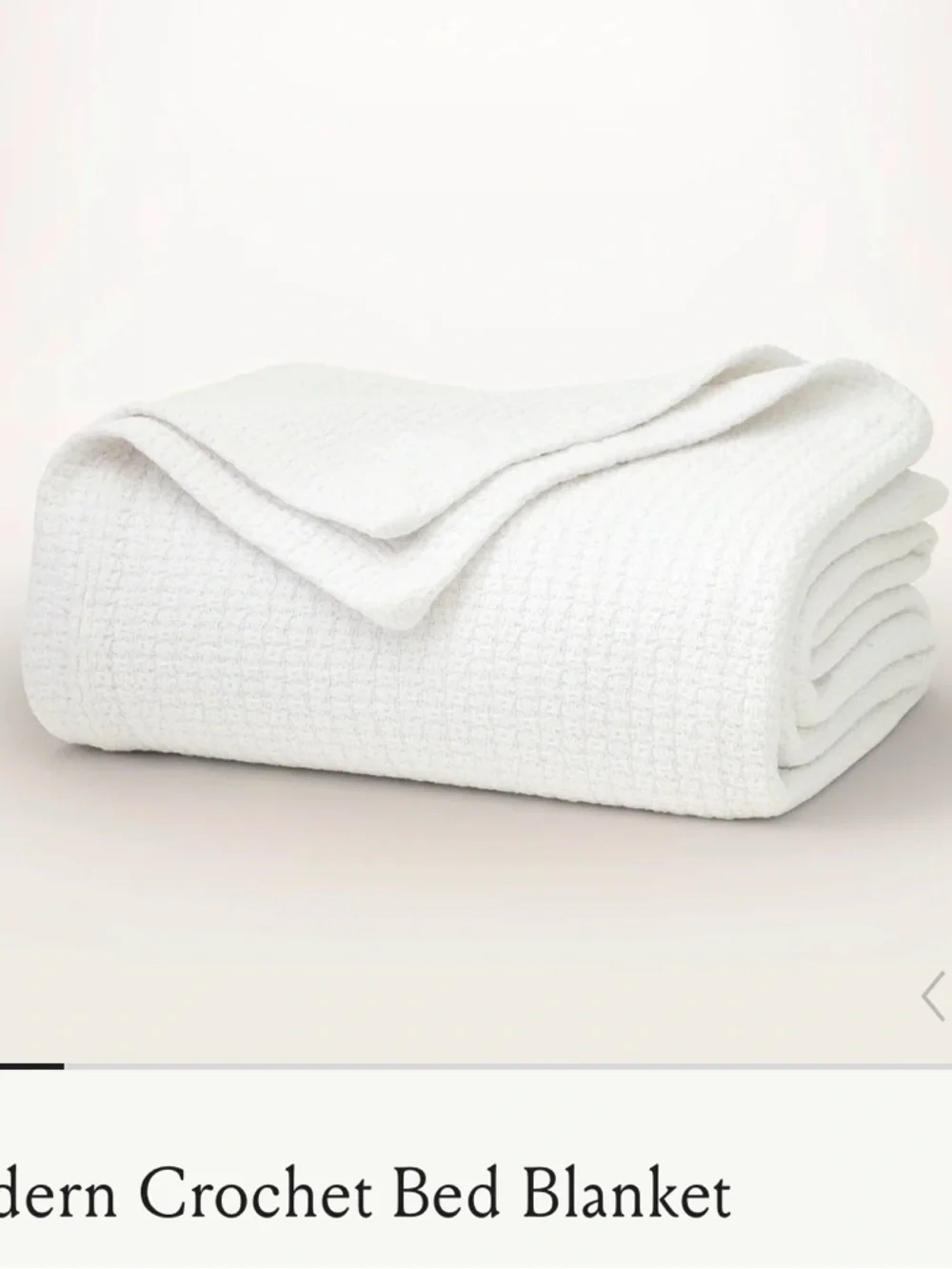 Boll & Branch Modern Crochet Bed Blanket White F/Q